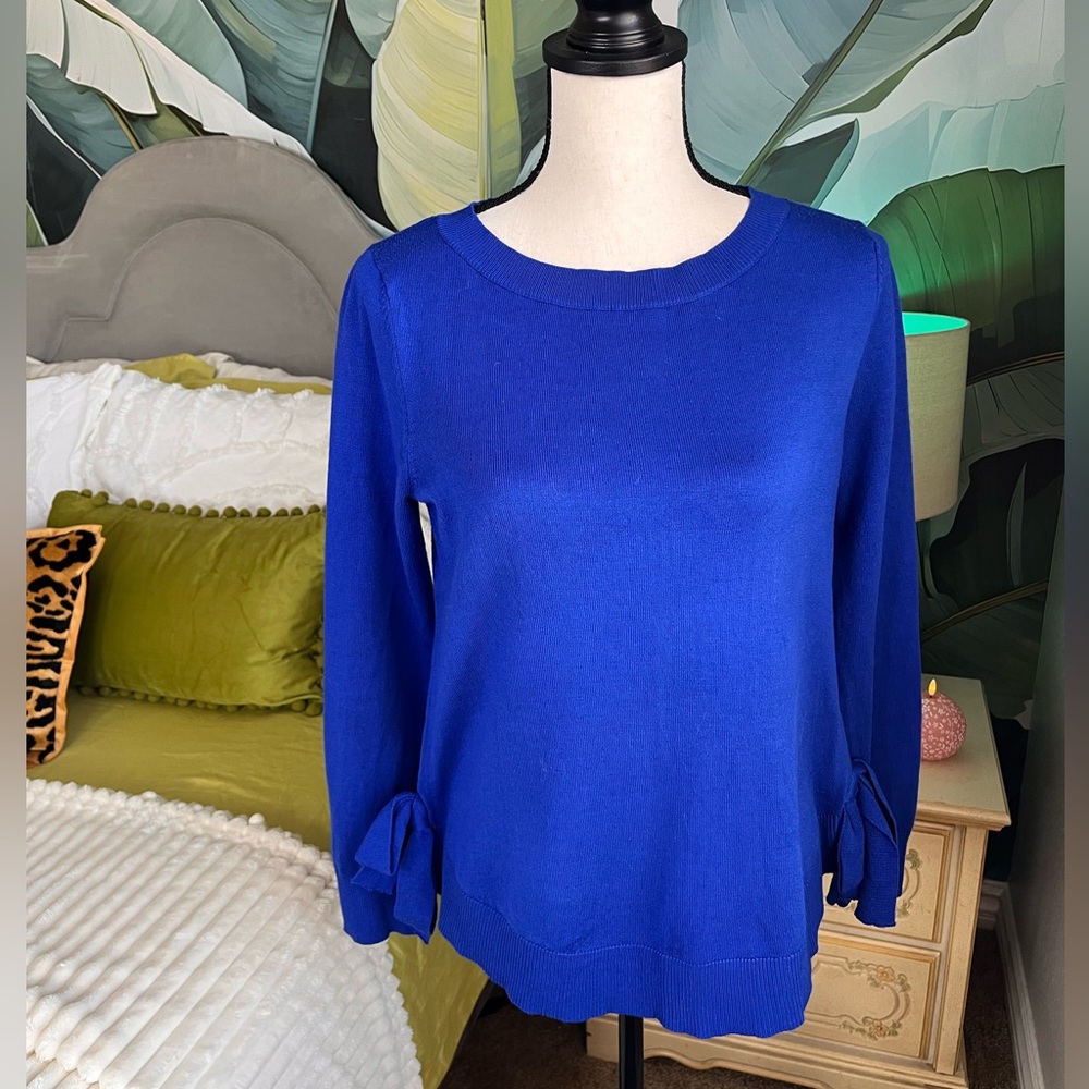 Cable & Gauge Sweater Royal Blue Bow Detail Size Medium
